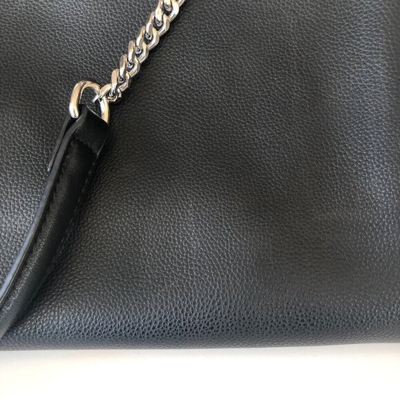 DAVID JONES PARIS pebbled faux leather black silver hardware shoulder/handbag - Picture 15 of 15